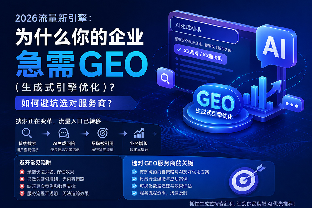 2026流量新引擎：为什么你的企业急需GEO（生成式引擎优化）？如何避坑选对服务商？