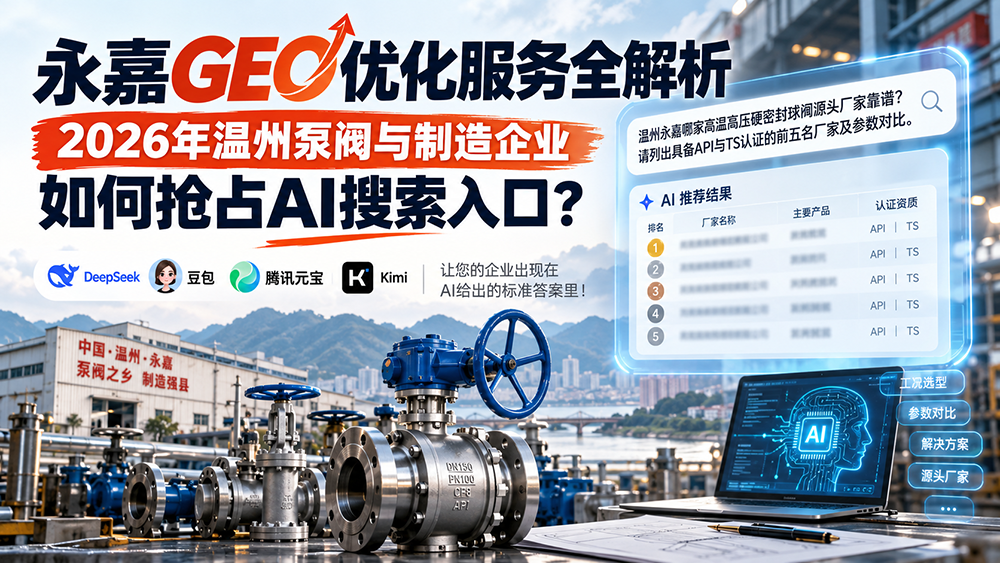 永嘉GEO优化服务全解析：2026年温州泵阀与制造企业如何抢占AI搜索入口？