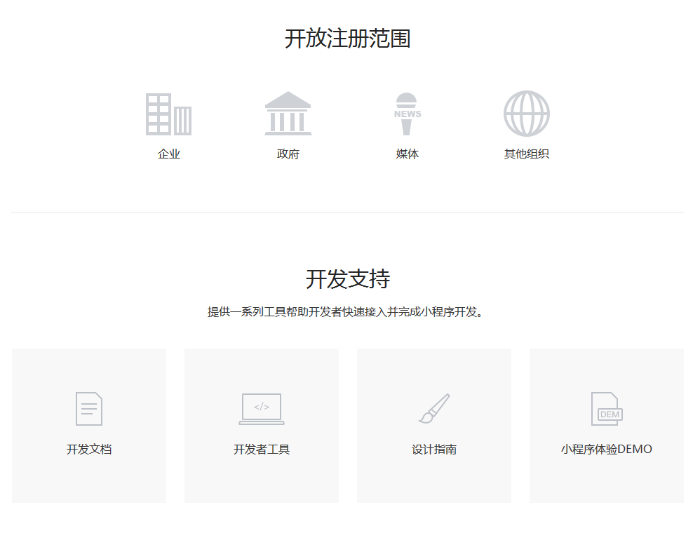 小程序注册范围